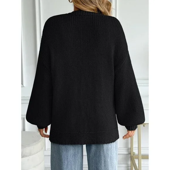 Women Oversized Knit Cardigan Sweater Open Front Long Sleeve Casual - Picture 4 of 6